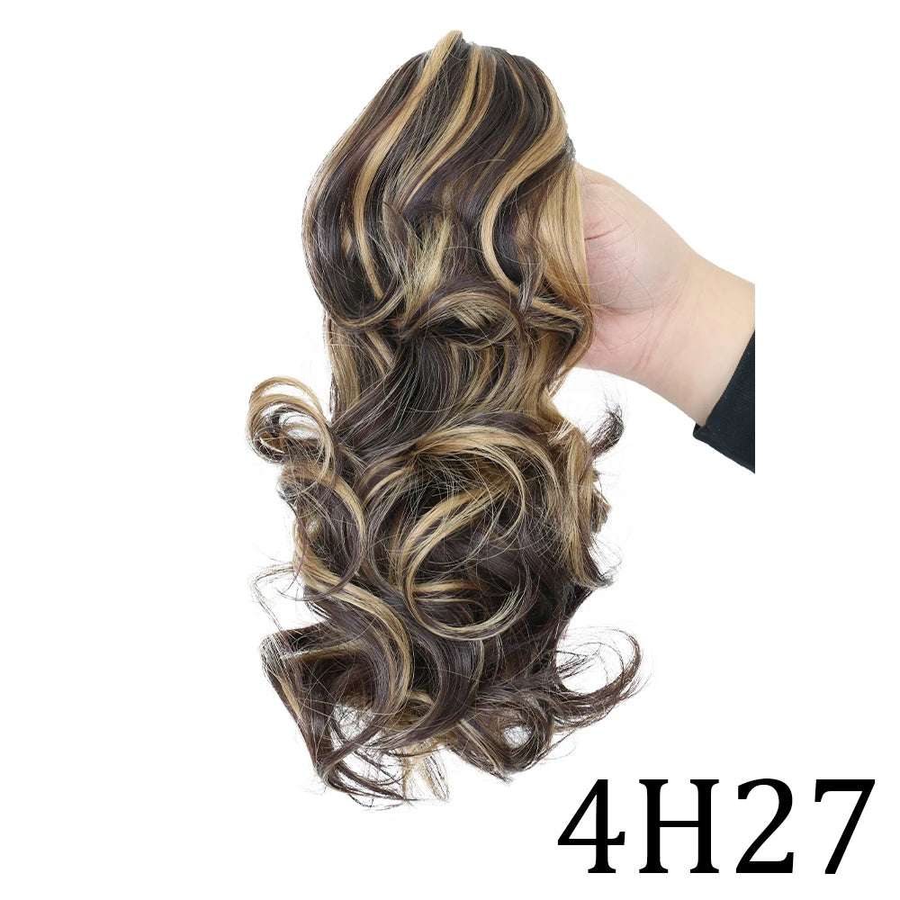 Claw Clip On Ponytails Extension Wavy Hair 12 Inches Hair Natural Extension 4H27 12inches