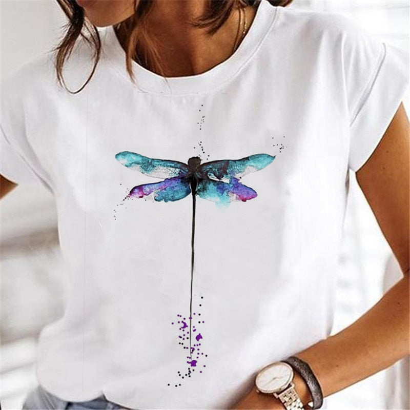 New Women nature print T-shirts 5 white