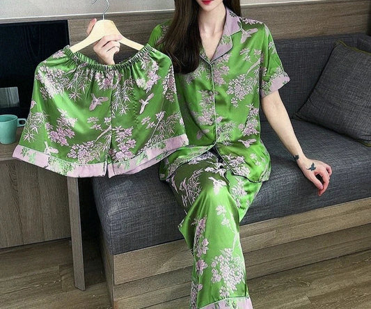 Short Sleeve satin ladies pyjamas