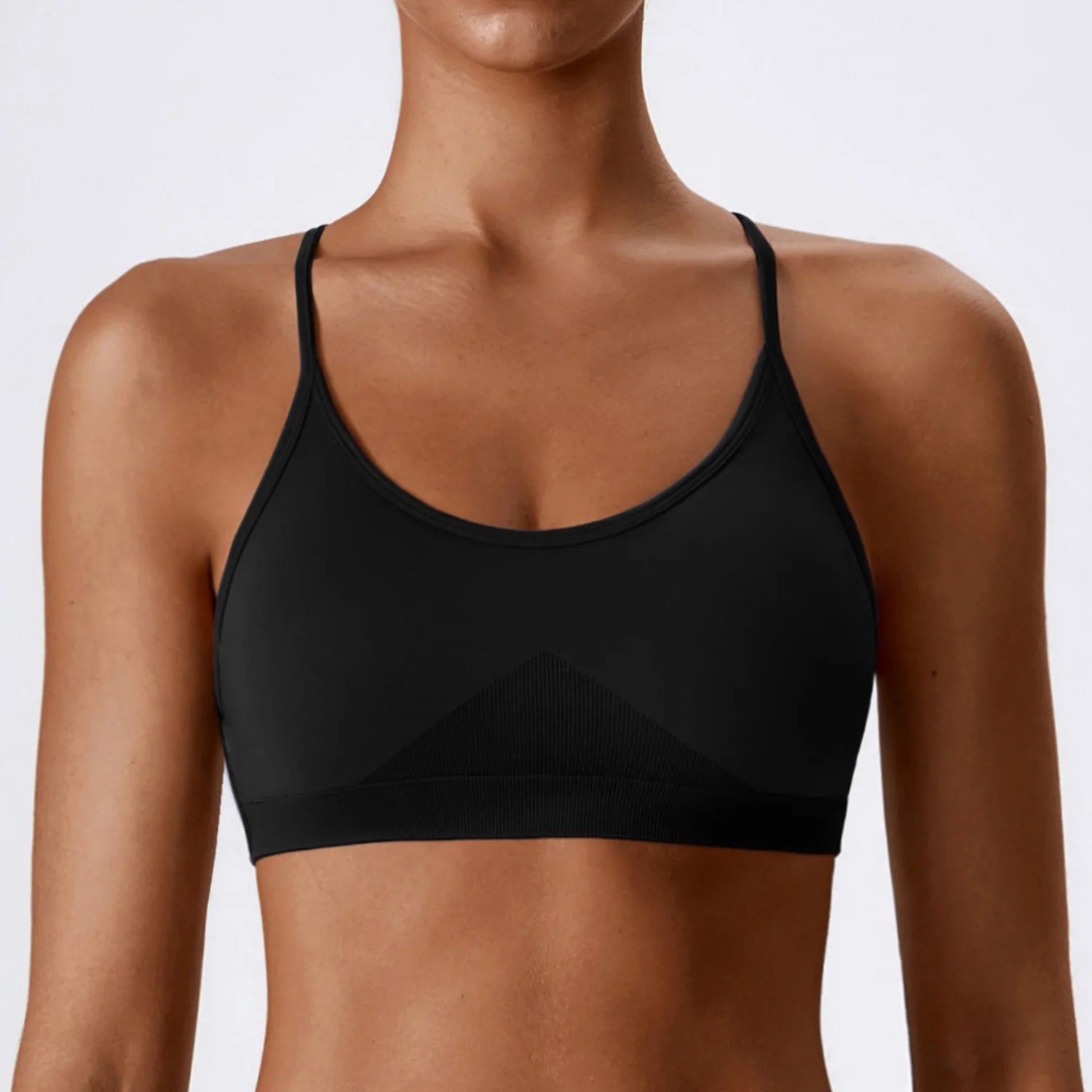 Back Cross Strap Sports fitness Bra black