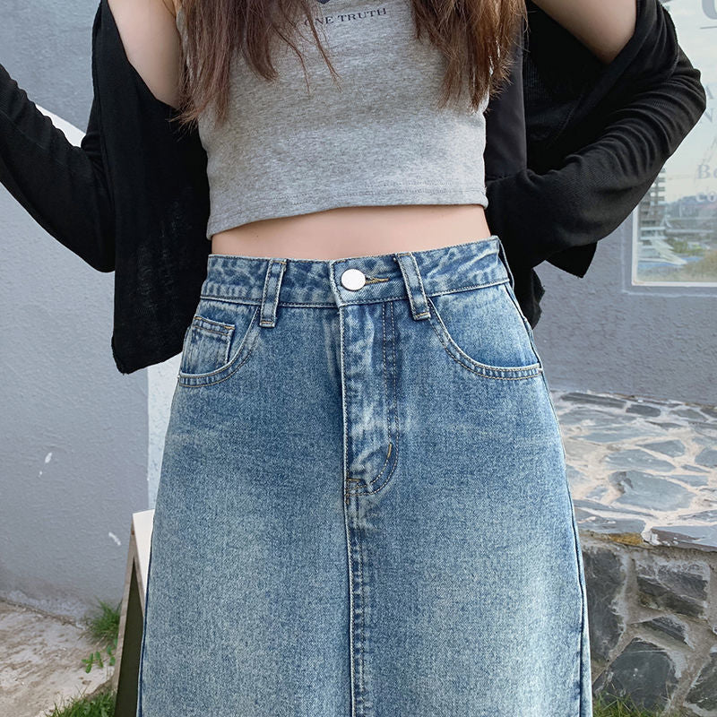 New Open Half Denim Skirt