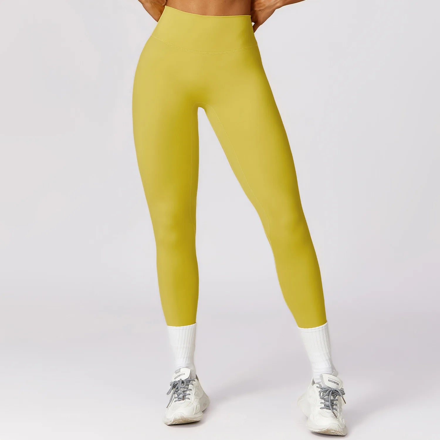 High Waist Push Up Scrunch Butt gym leggings Curry yellow