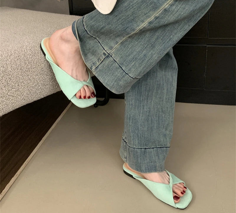Open Toe pastel Color flat Sandals