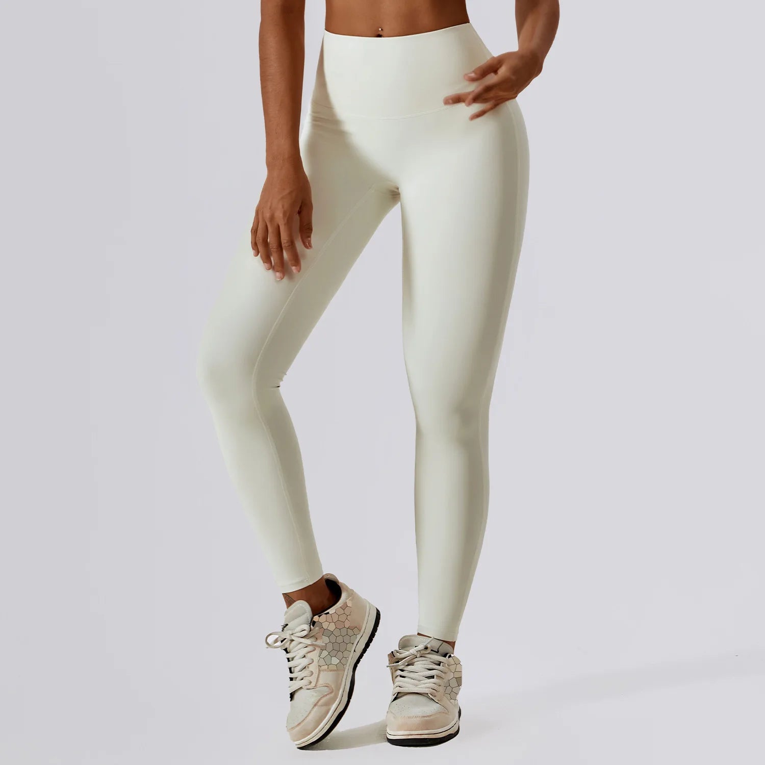 High Waist Push Up gym leggings Cream apricot