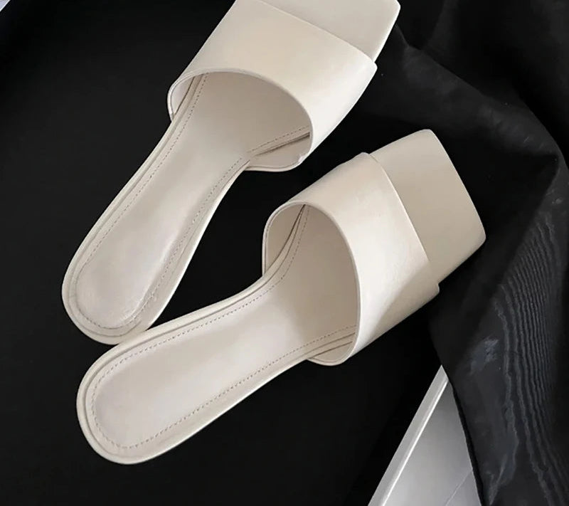 Wedges Heel Square Toe Slip On Sandals