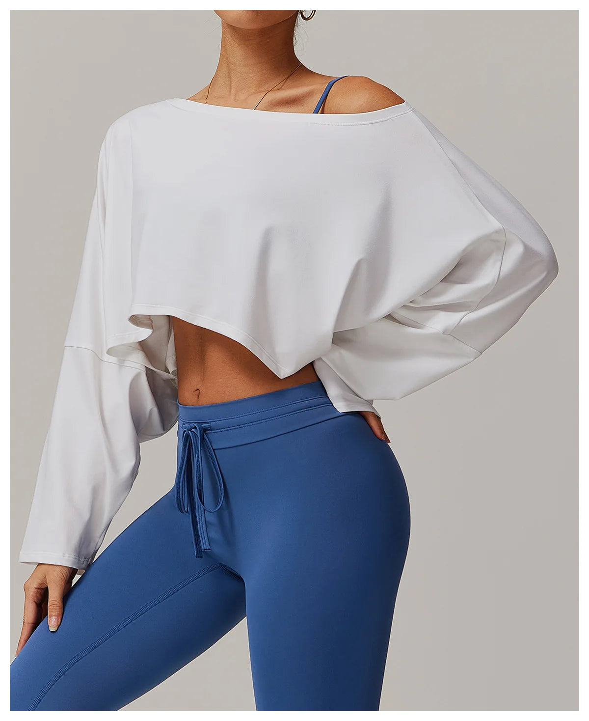 Long Sleeve off Shoulder Bat Sleeve Gym Yoga top