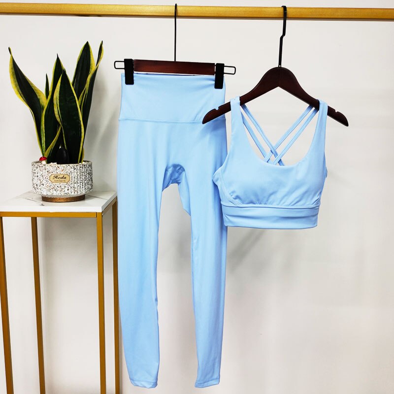 Noble Western Active Wear Women Yoga Set Blue Set