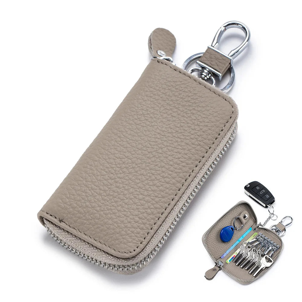 Multifunctional Zipper leather Key Case elephant grey