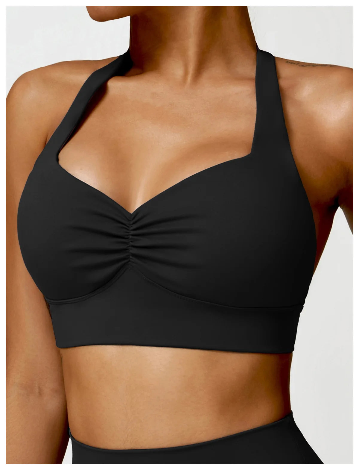 Halter neck push up ruched Sports Bra