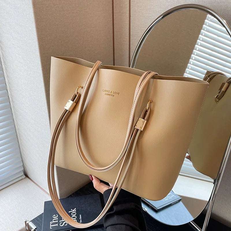 PU Leather large Tote Handbag