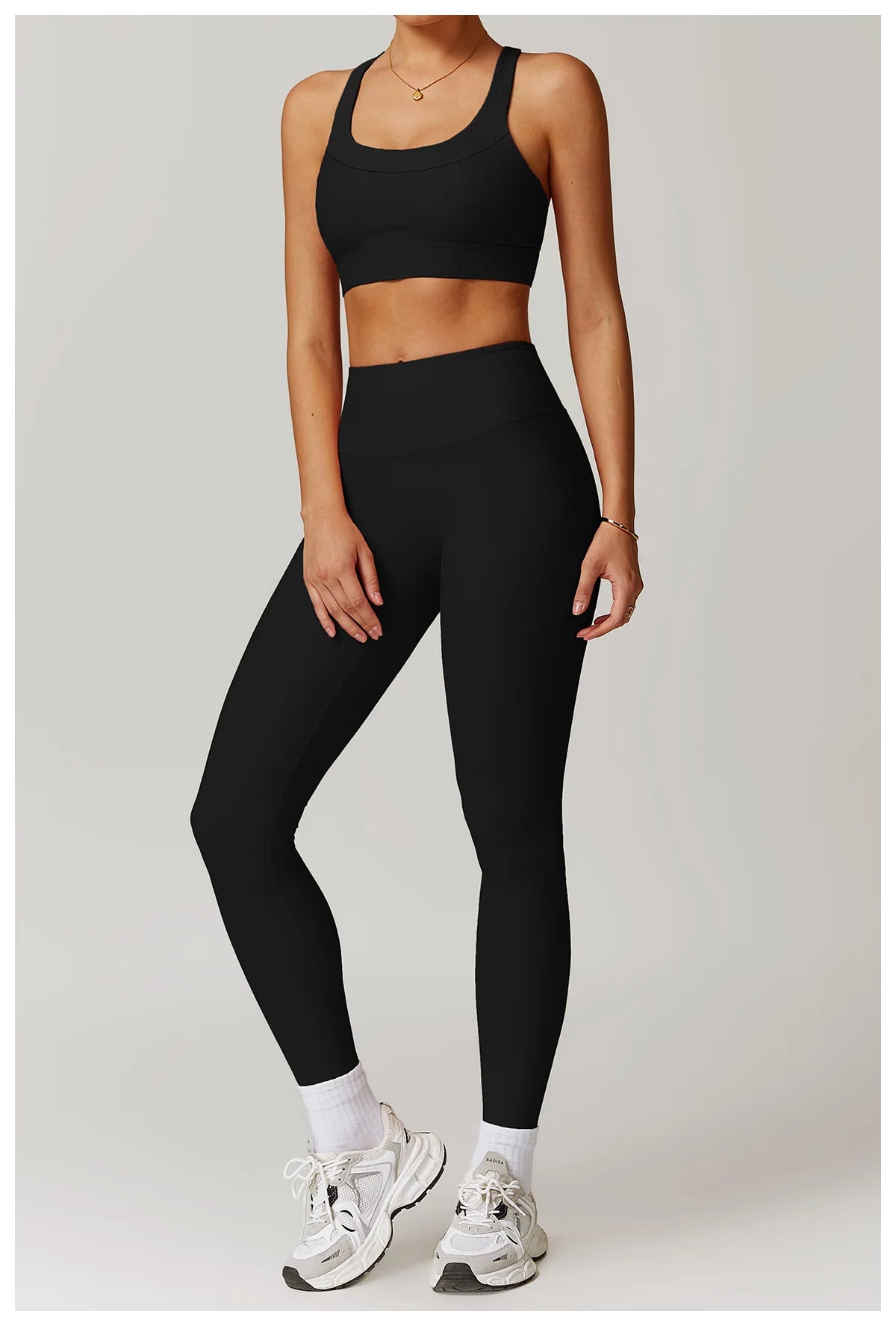 Ribbed Fitness Gym Workout Push Up Sports Bra & Leggings Set