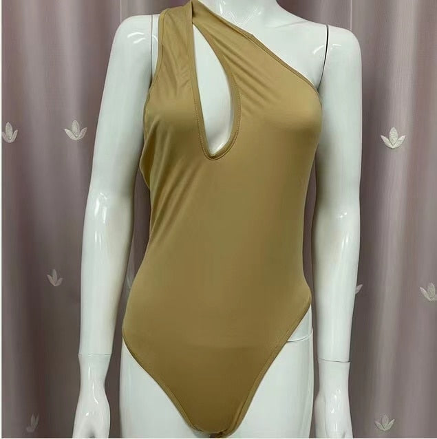 Women Cut Out Sexy Bodysuit khaki