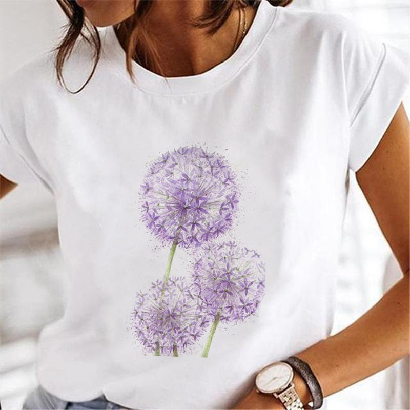 New Women nature print T-shirts 11 white