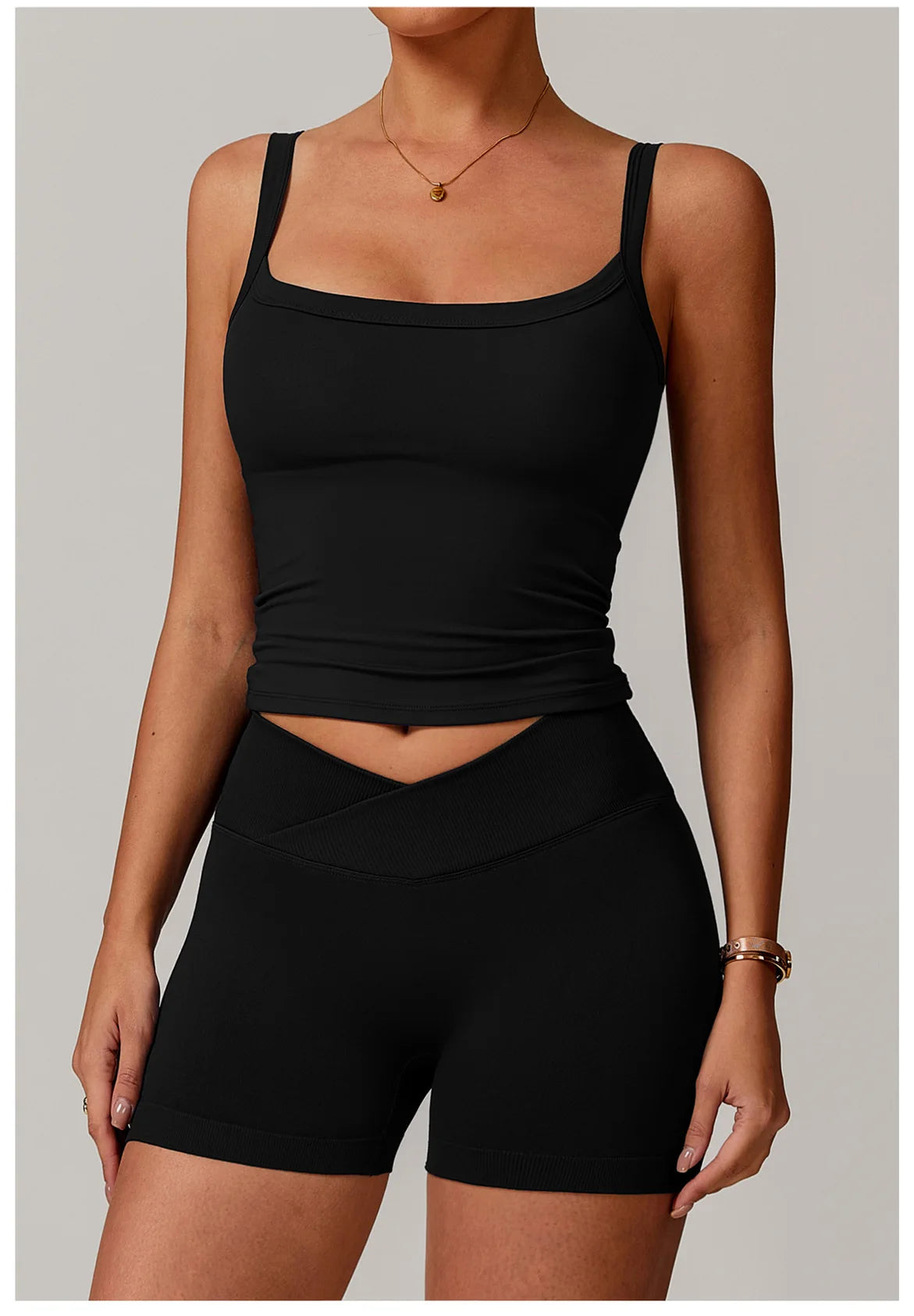 Push Up square neck Sports gym Top