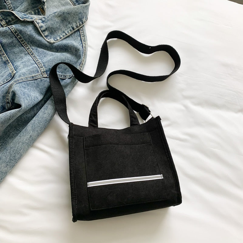 Women's Canvas Casual Tote Bag Black E
