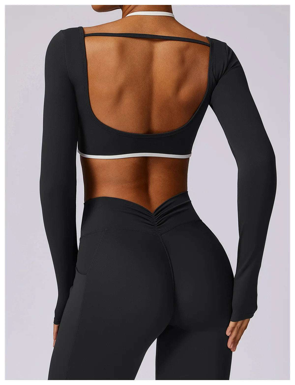 Long Sleeve open back Yoga Workout Fitness Top