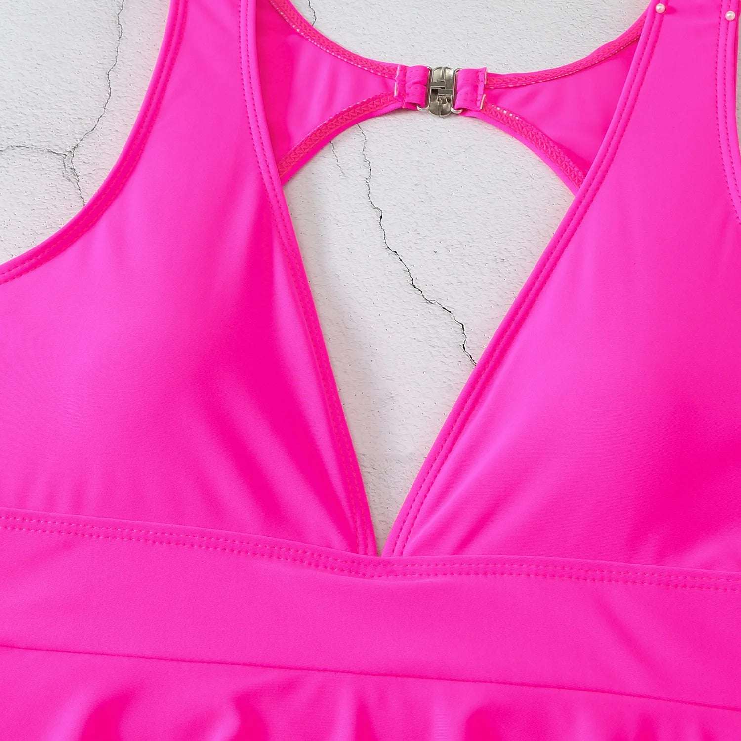 Ruffle plunge One Piece skirt dress Swimsuit