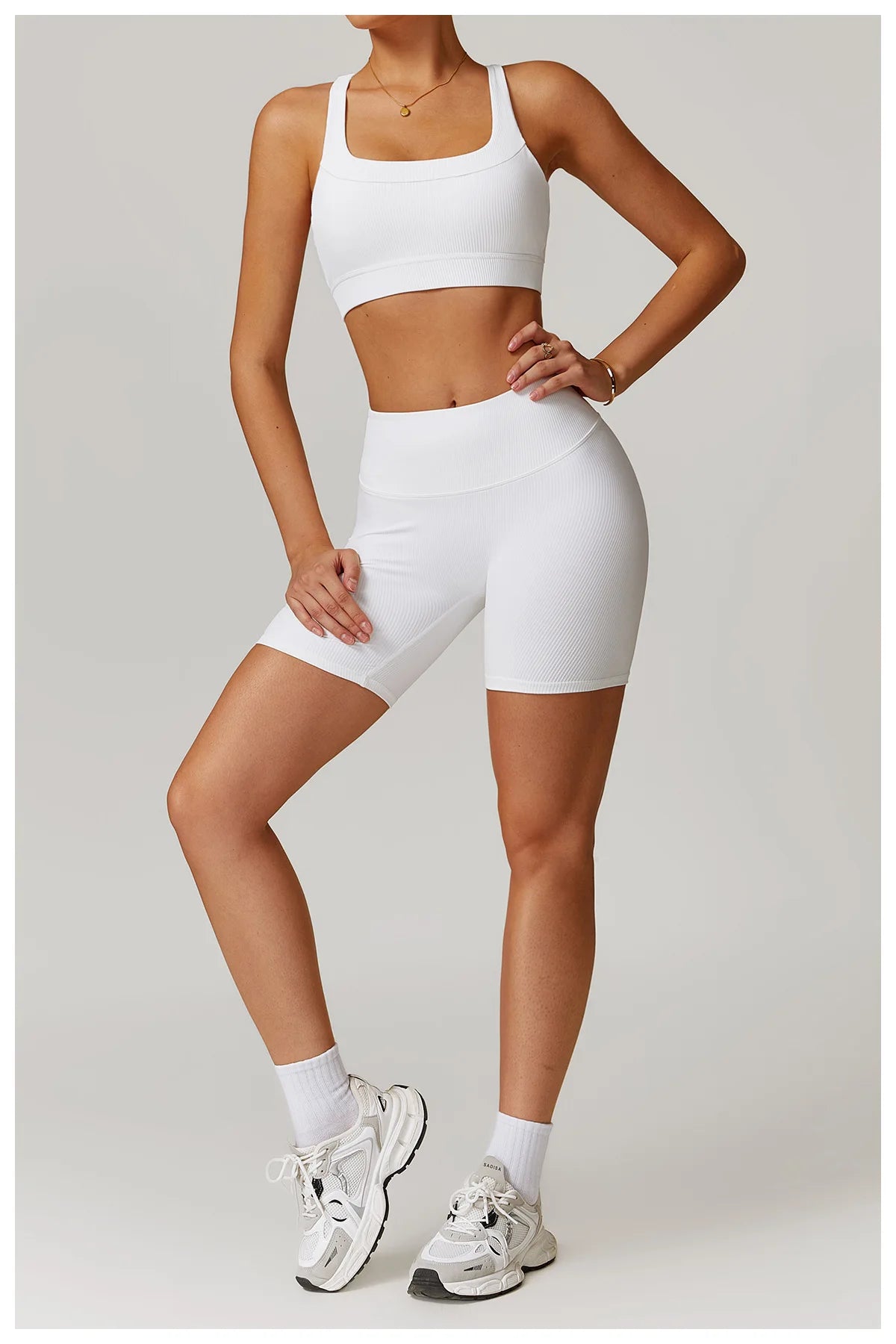 Ribbed Fitness Gym Workout Push Up Sports Bra & Leggings Set