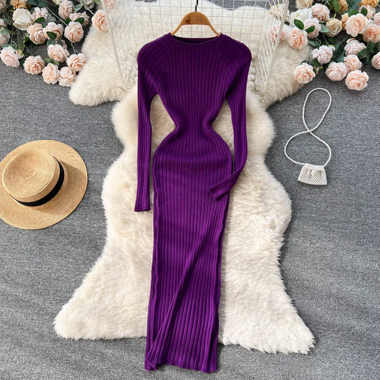 Stretchy Long Sleeve Knitted Dress