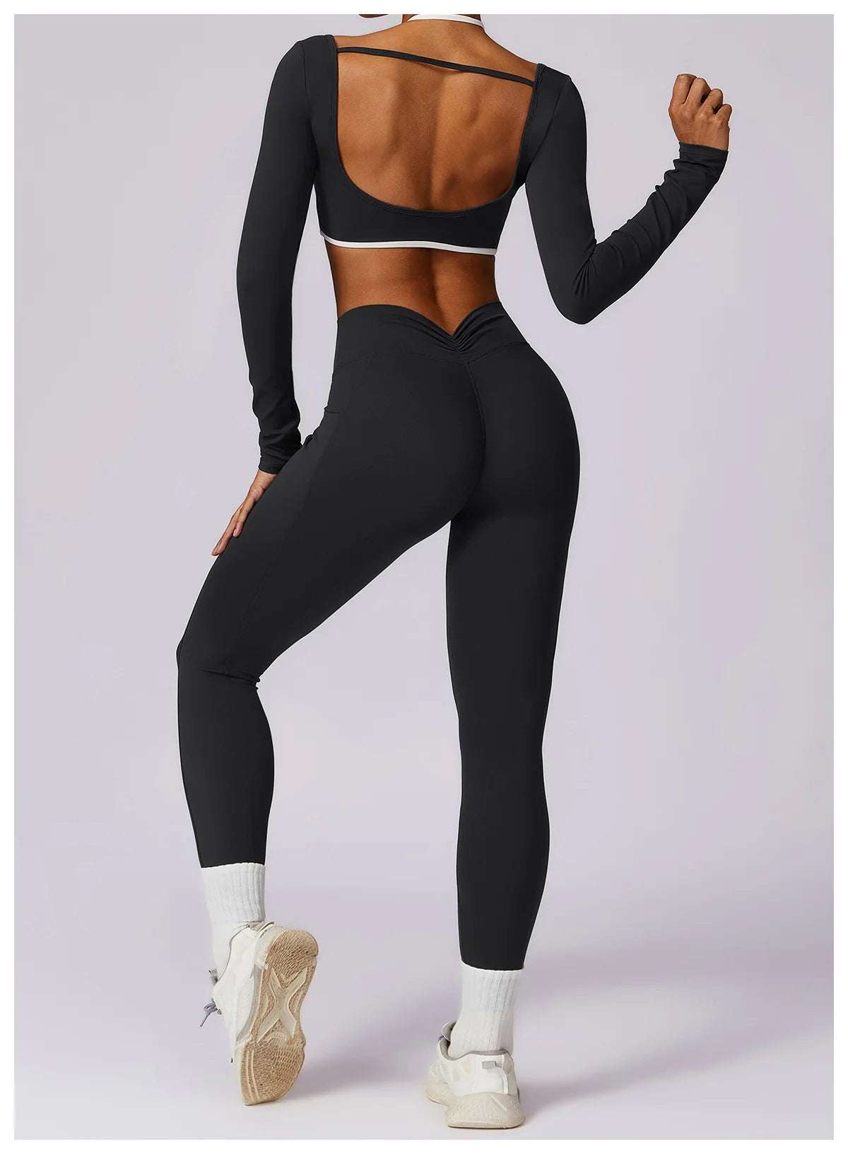 Long Sleeve open back Yoga Workout Fitness Top