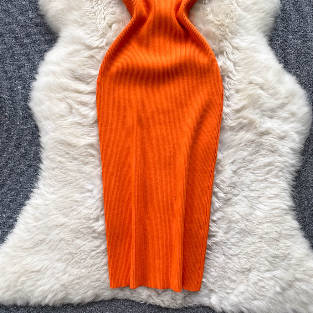 Sexy One Shoulder Knitted Bodycon Midi Dress