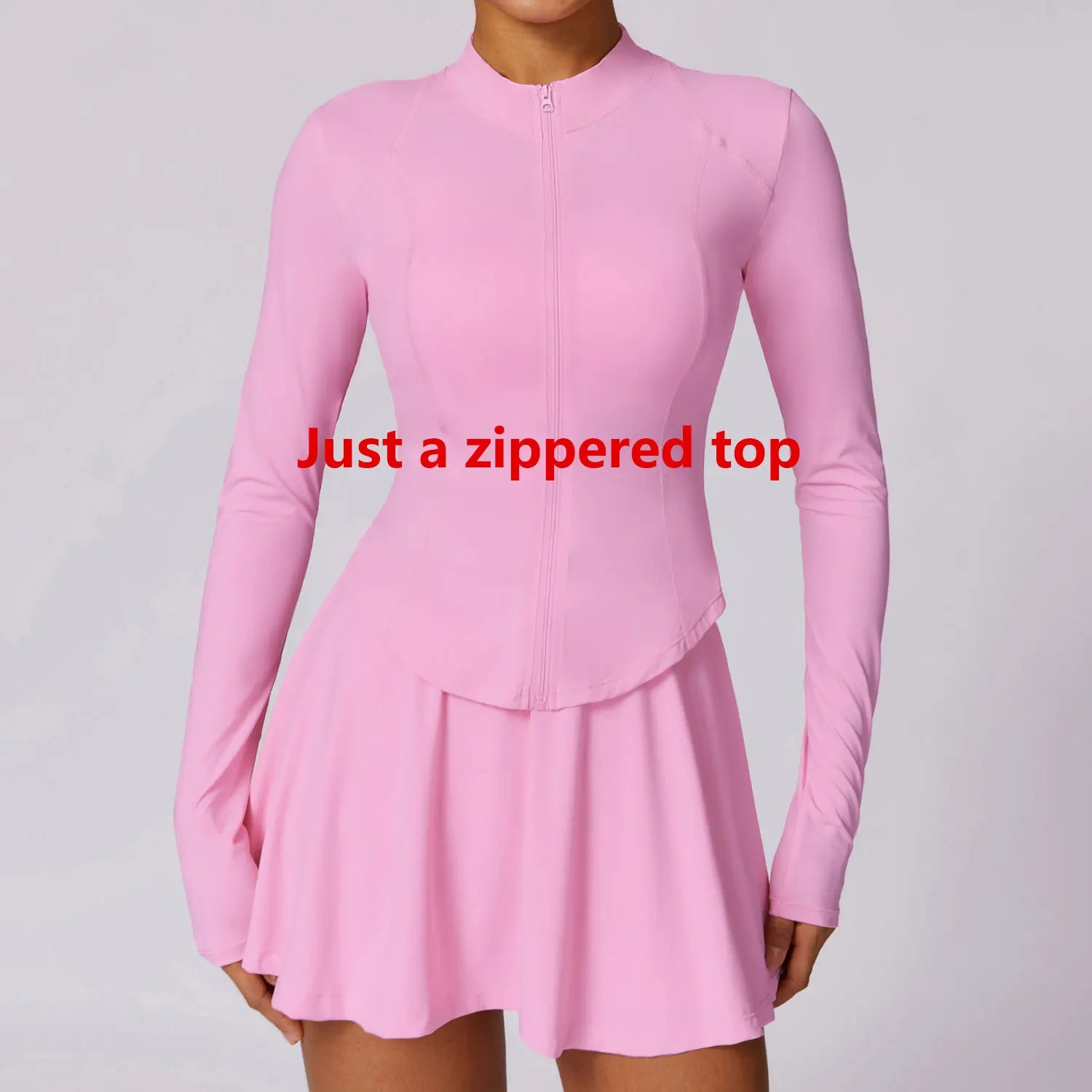 Long Sleeve Zipper Solid color Gym Workout jacket Pink