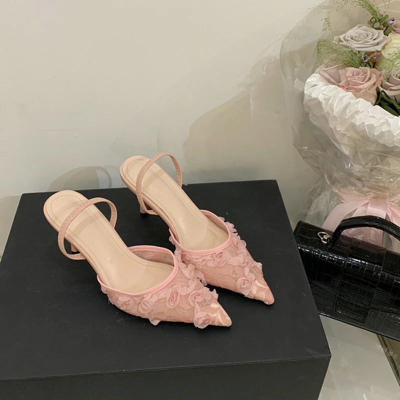 Pointed Toe Slip On low heel Shoes Pink