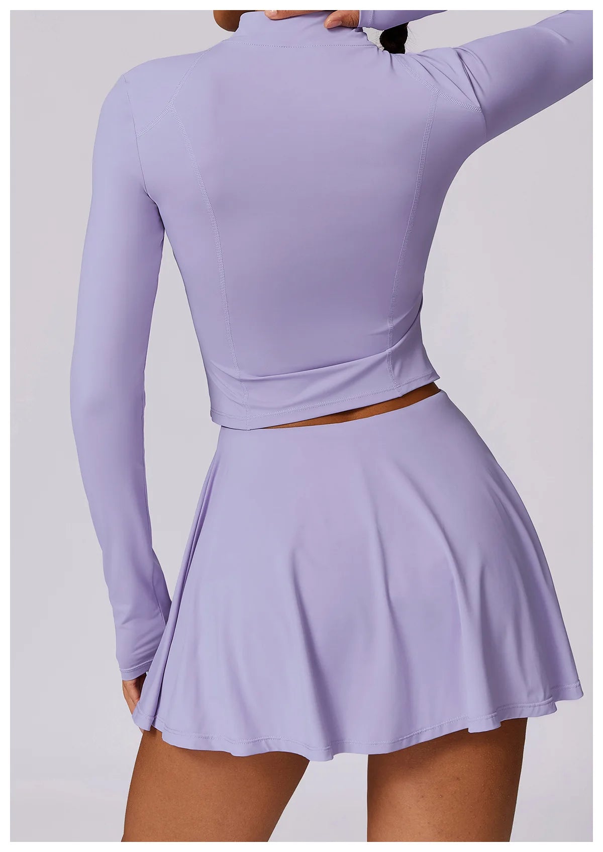 2 piece Yoga Fitness Sports Short Skirt Long Sleeved set