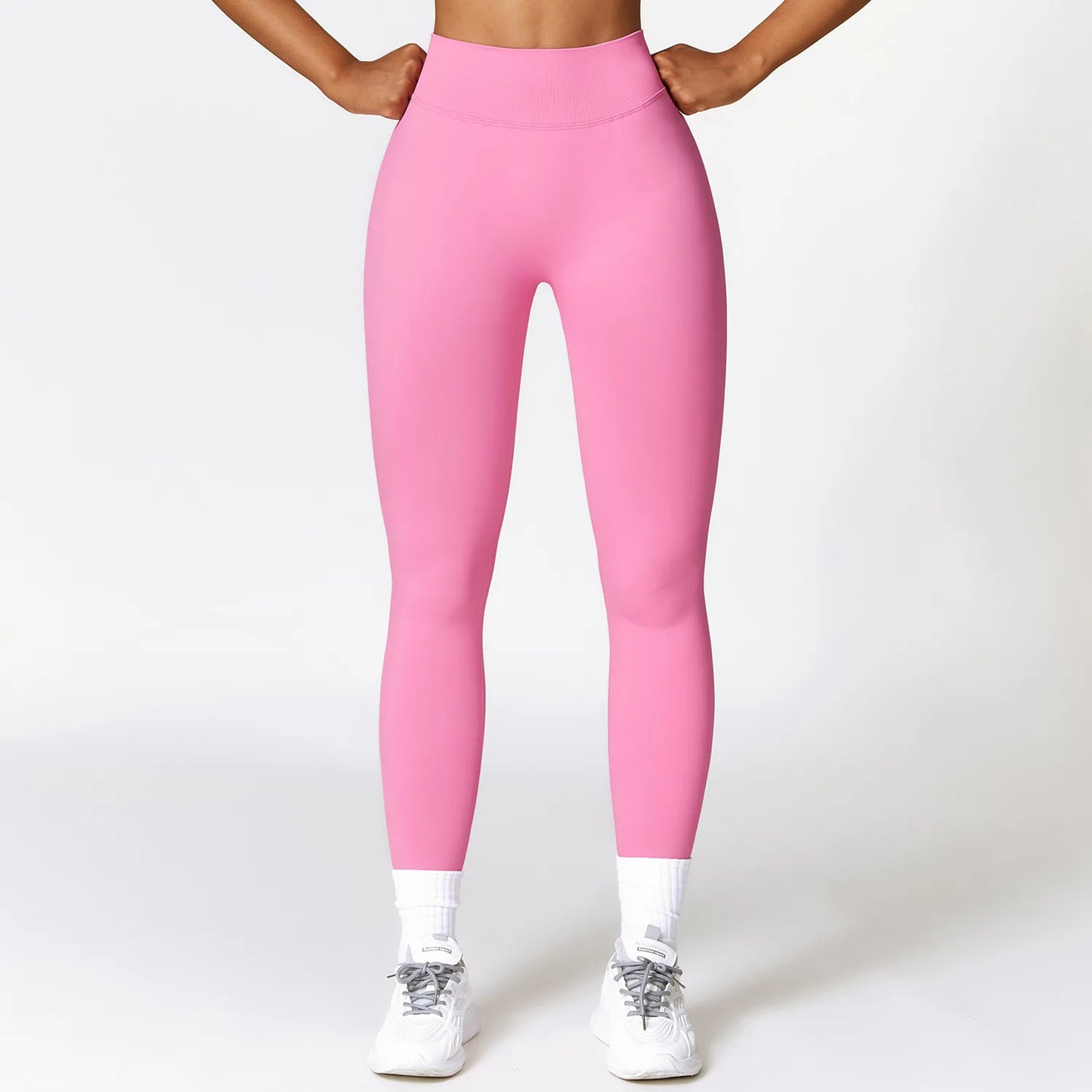 Women seamless Sports High Waist Fitness Leggings Barbie powder