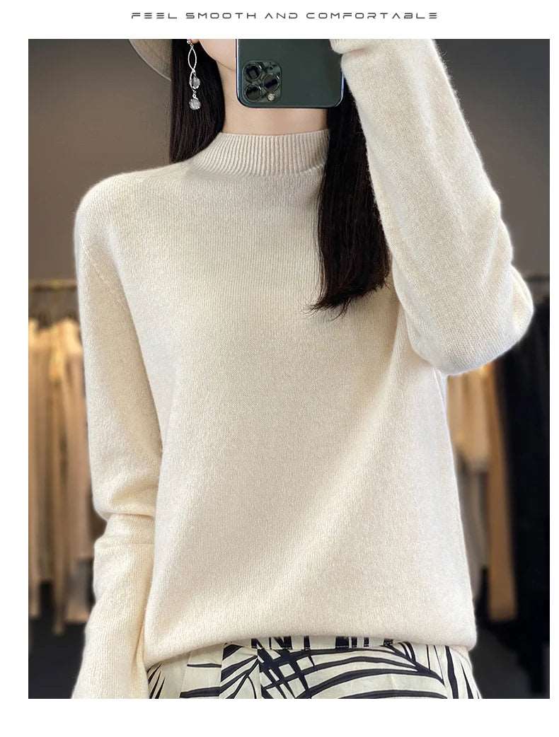 100% Merino Wool Sweater Women Knitwear