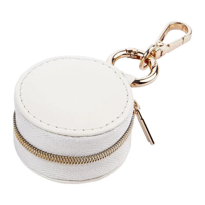 Portable Mini Round travel Jewelry Box White