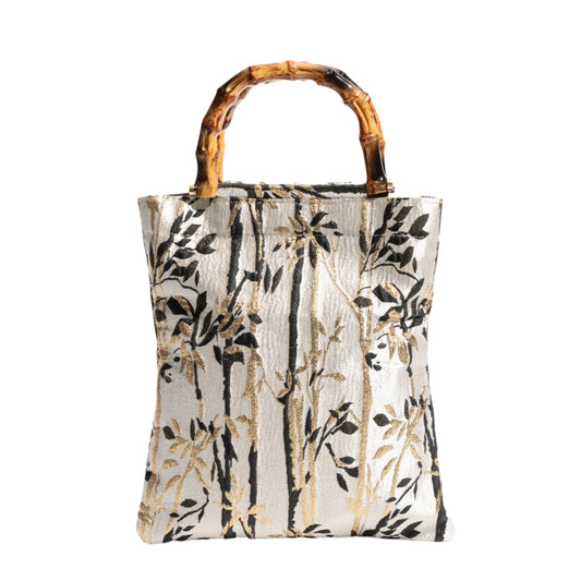 Chic Bamboo Jacquard Handbag