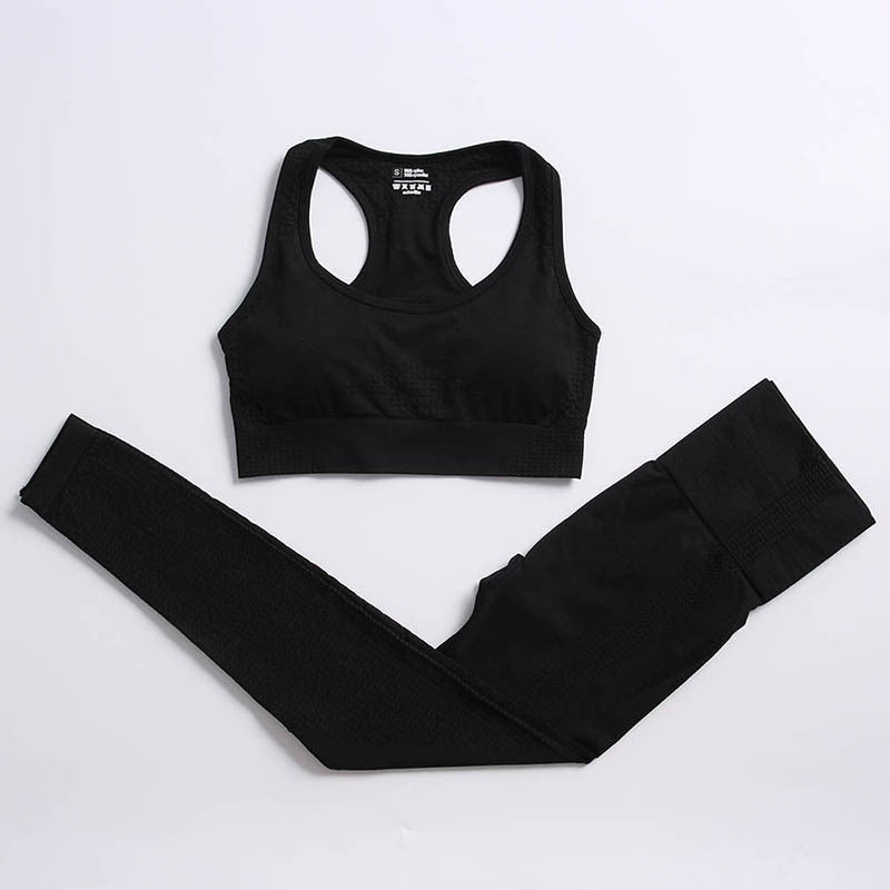 Women Vital Seamless Yoga Set black bra set