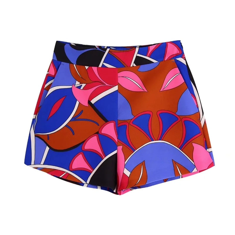 Women Vintage Long Sleeve Top Print Short