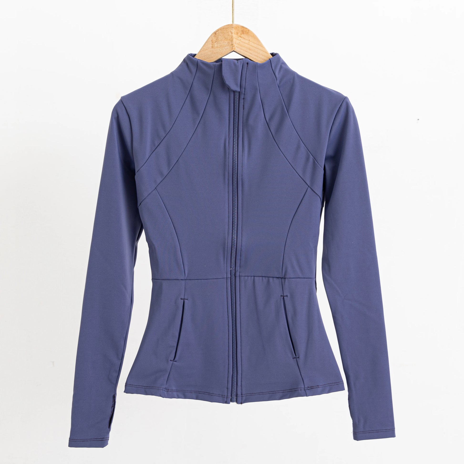 Long-sleeved zipper Fitness Running gym Top Jacket Midnight Blue