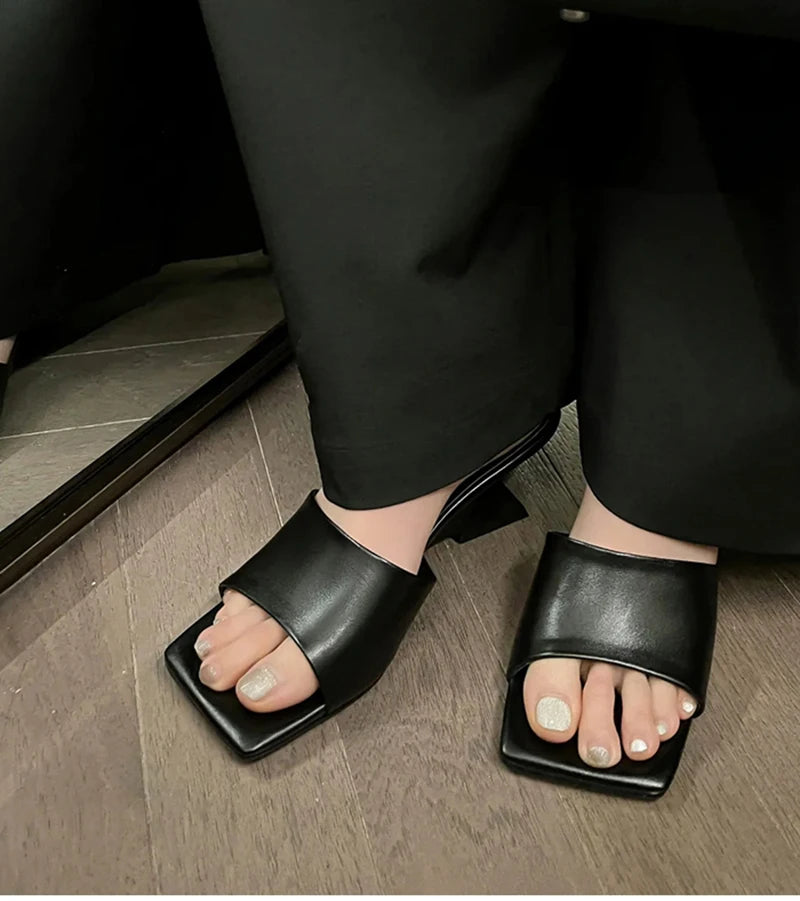 Wedges Heel Square Toe Slip On Sandals