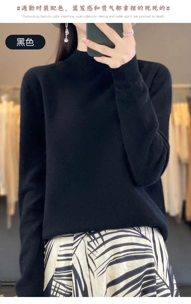 100% Merino Wool Sweater Women Knitwear