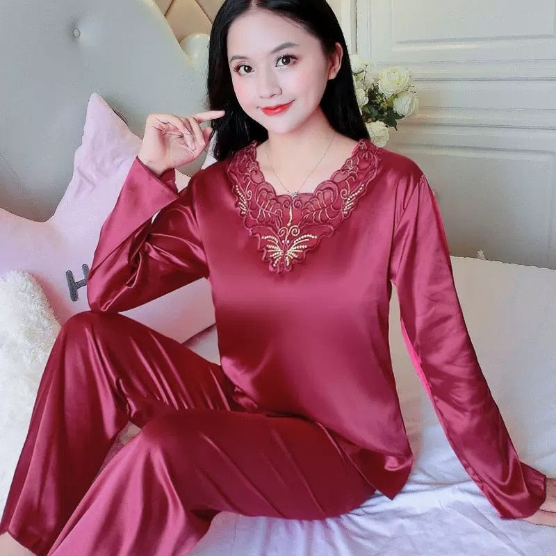 New Plus Size Satin Pajamas Set