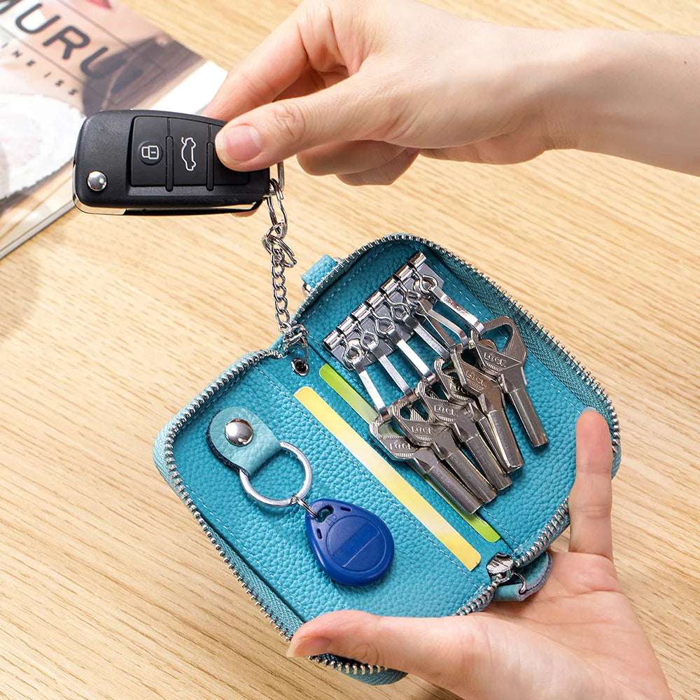 Multifunctional Zipper leather Key Case