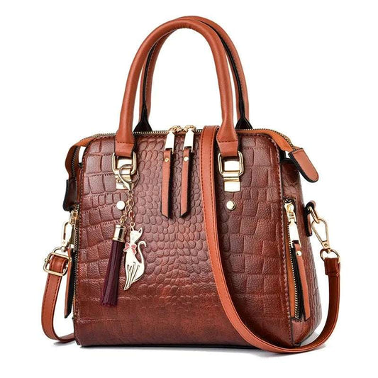 Crocodile Pattern PU Leather Tassel Shoulder Bag