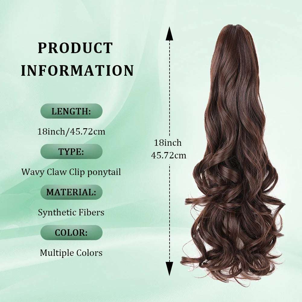 Ponytail Extension Synthetic Claw Clip in Hairpiece