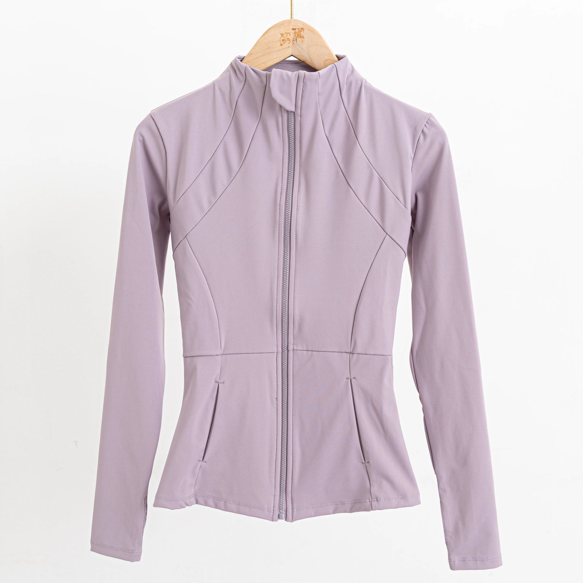 Long-sleeved zipper Fitness Running gym Top Jacket Dark purple