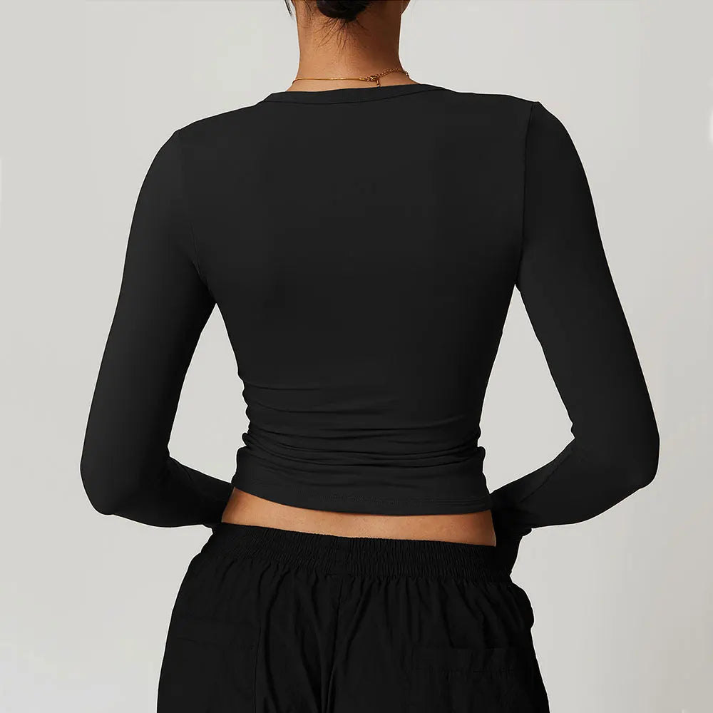 Long Sleeve gym Workout Crop Top