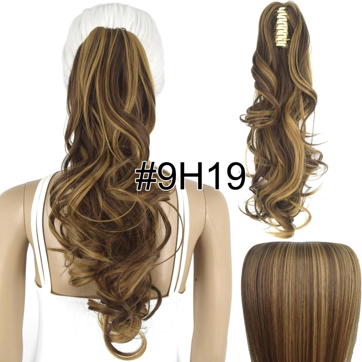 Synthetic Hair Heat Resistant 140gr Wavy Claw Clip in Ponytail hair extensions 9H19 Wavy 18inches