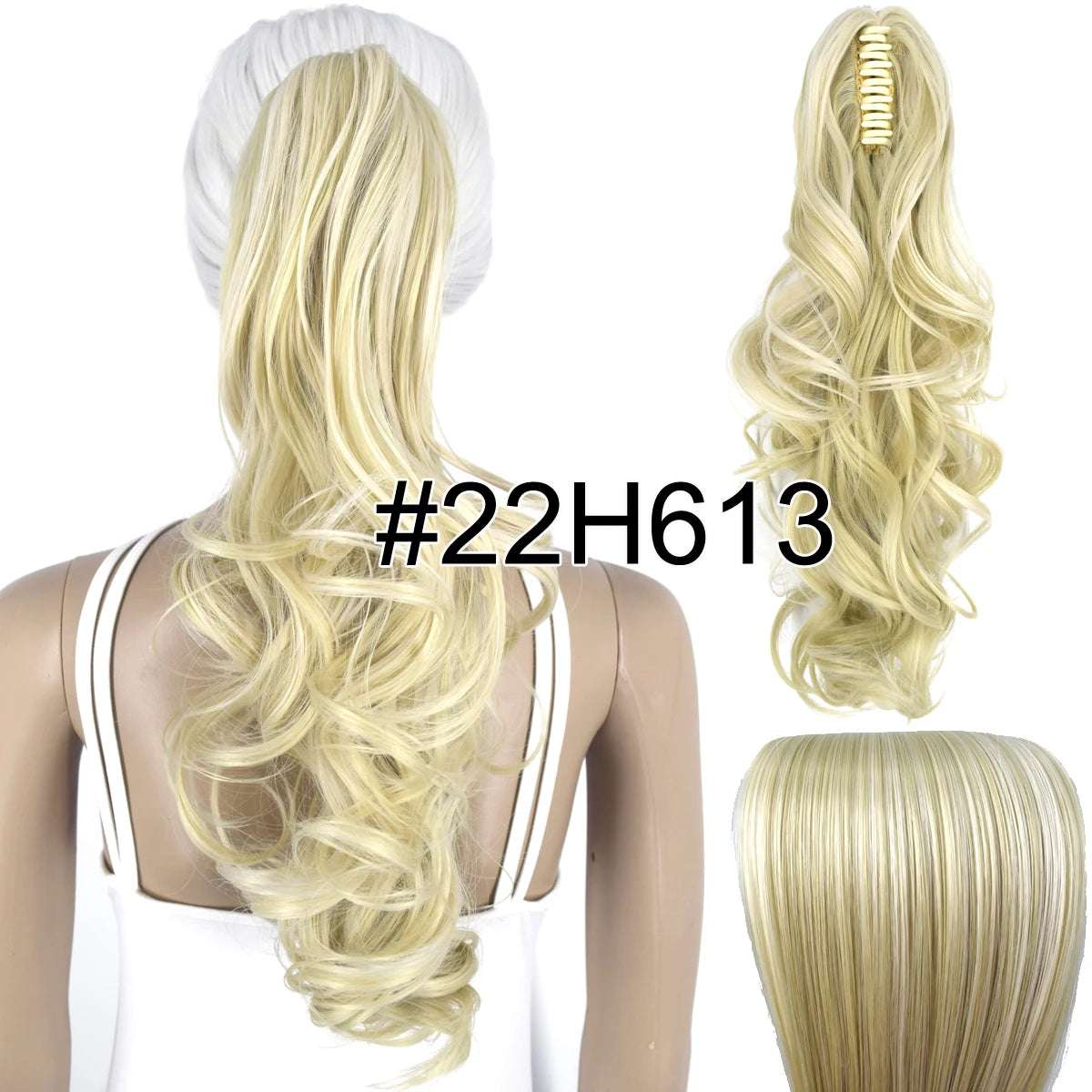 Synthetic Hair Heat Resistant 140gr Wavy Claw Clip in Ponytail hair extensions 22H613 Wavy 18inches