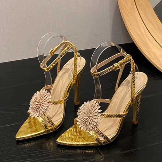 Snake Print Ankle Strap high heel Sandals