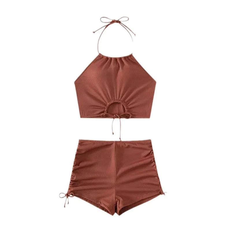 High Neck Two-Piece shorts and top swimsuit set