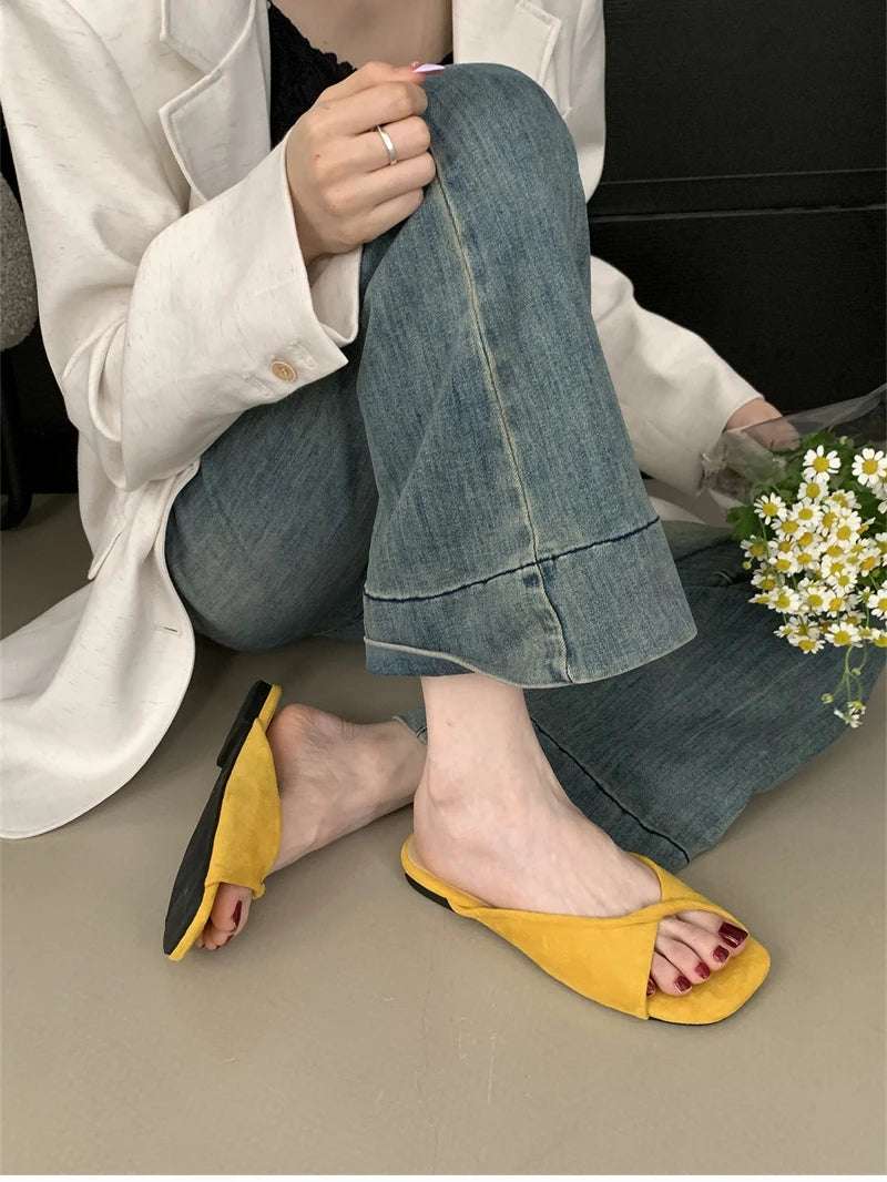 Open Toe pastel Color flat Sandals