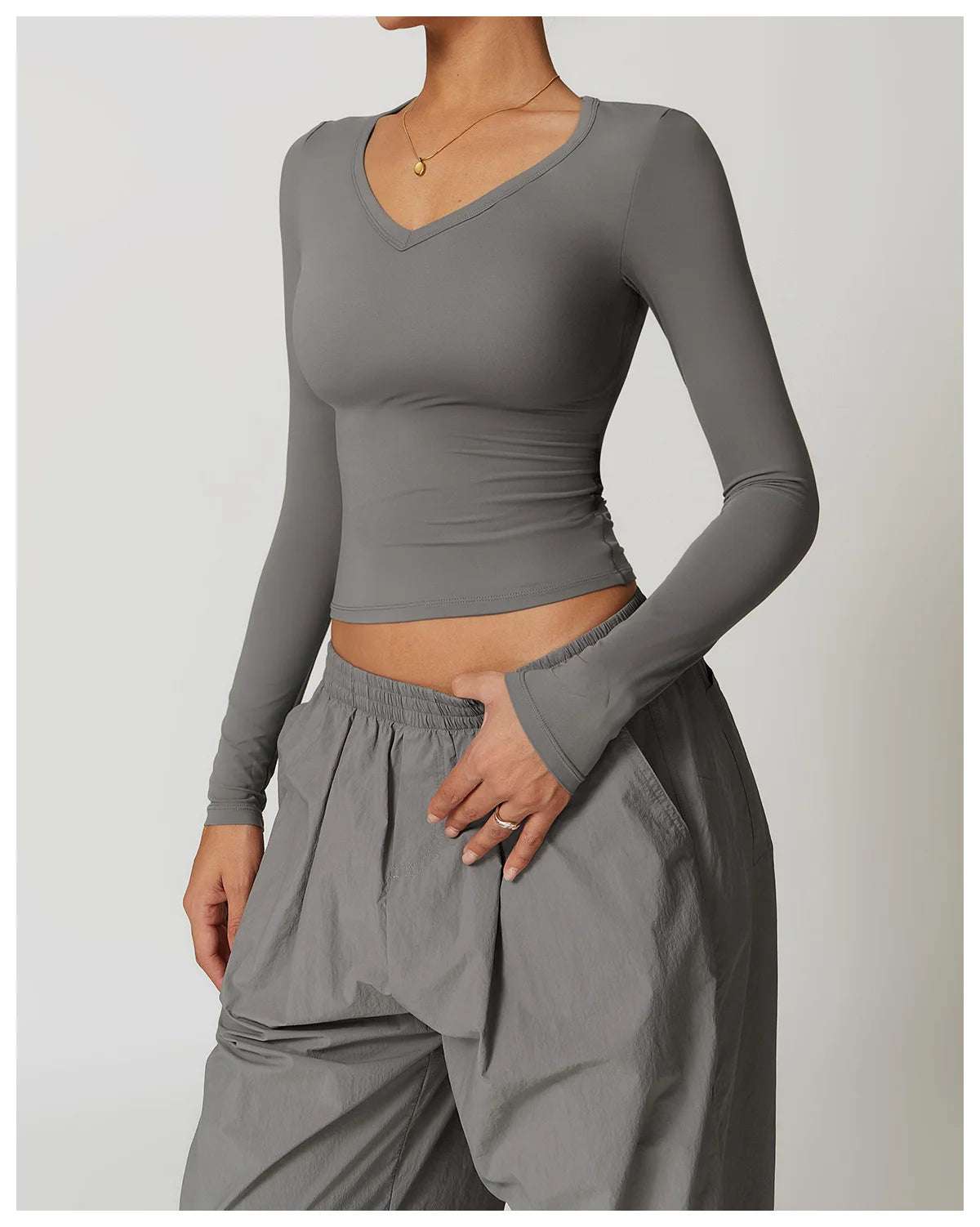 Long Sleeve gym Workout Crop Top
