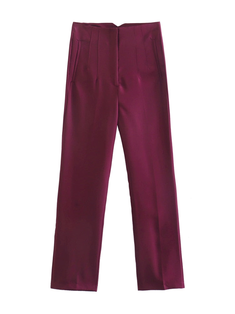 Women Fashion Seam Detail Office Wear Pants